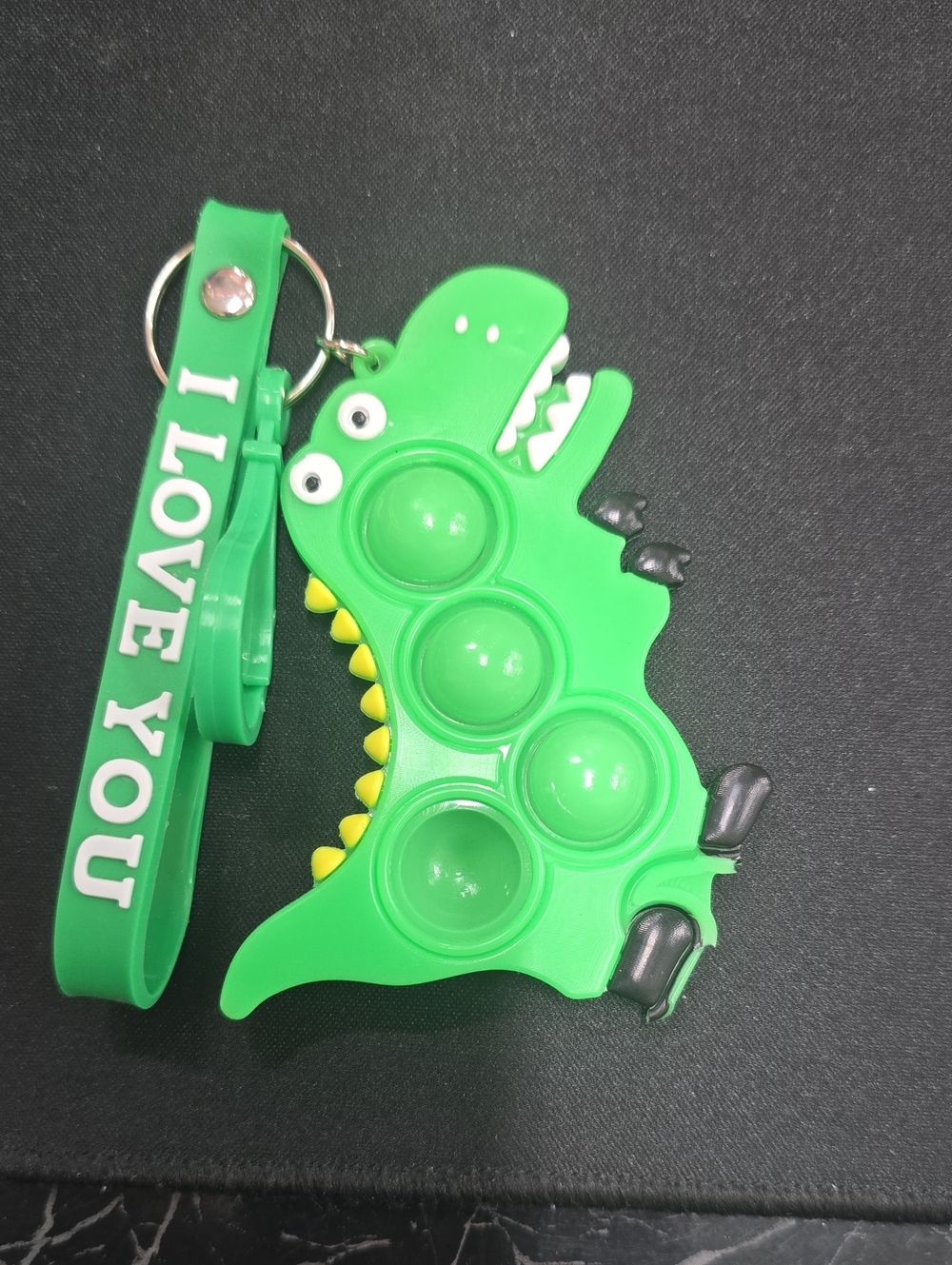 Green Dinosaur Pop-It Keychain Fidget Toy